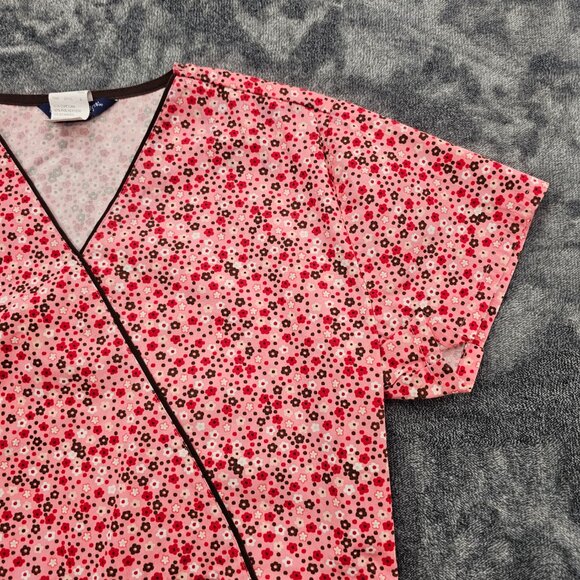 Nu Dimension Stretch Scrub Top Womens Large v neck floral print Nursing uniform - Picture 4 of 15